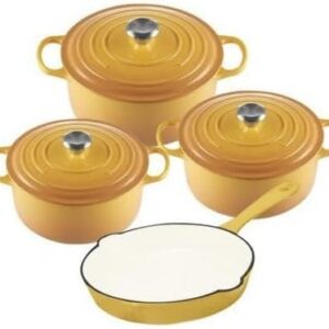 7-Piece Enamel Cast Iron Cookware Set with 4 Pots & Frying Pan – Multi-Function Kitchen Cookware Set