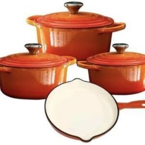 7-Piece Enamel Cast Iron Cookware Set with 4 Pots & Frying Pan – Multi-Function Kitchen Cookware Set