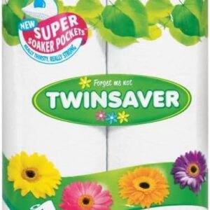 Twinsaver White Kitchen Roller Towels – 4 Pack