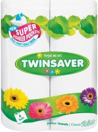 Twinsaver White Kitchen Roller Towels – 4 Pack