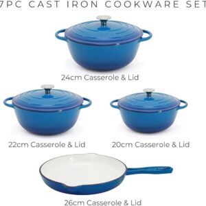 7-Piece Enamel Cast Iron Cookware Set with 4 Pots & Frying Pan – Multi-Function Kitchen Cookware Set