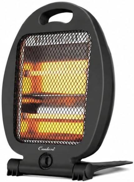 Candere 2-Bar Portable Quartz Electric Heater 800W with Carry Handle – Black