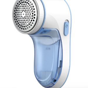 Fabric Shaver & Lint Remover for Clothes with Stainless Steel 3-Leaf Blades – Blue & White