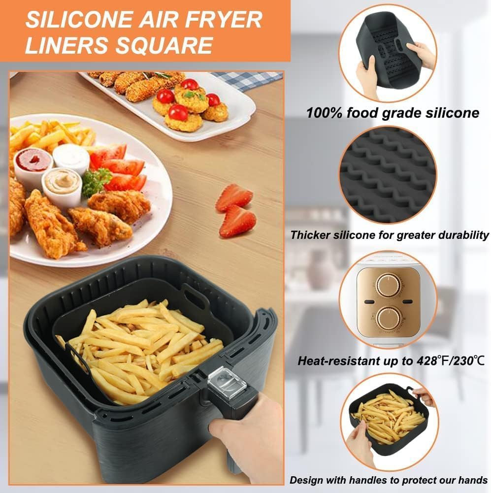 8-Inch Reusable Silicone Air Fryer Pot – Non-Stick Square Air Fryer Liner - Image 3