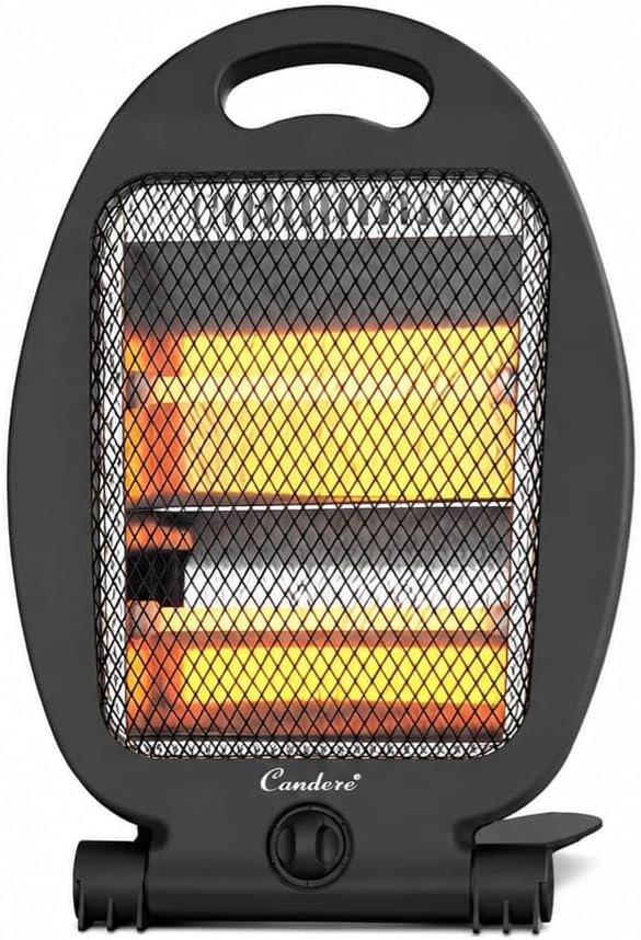 Candere 2-Bar Portable Quartz Electric Heater 800W with Carry Handle – Black - Image 4