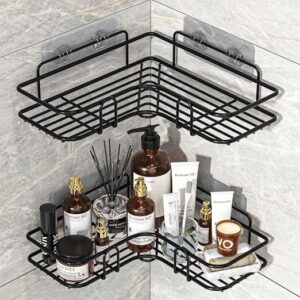 2-Pack Corner Shower Caddy Bathroom Organizer Shelves – Black