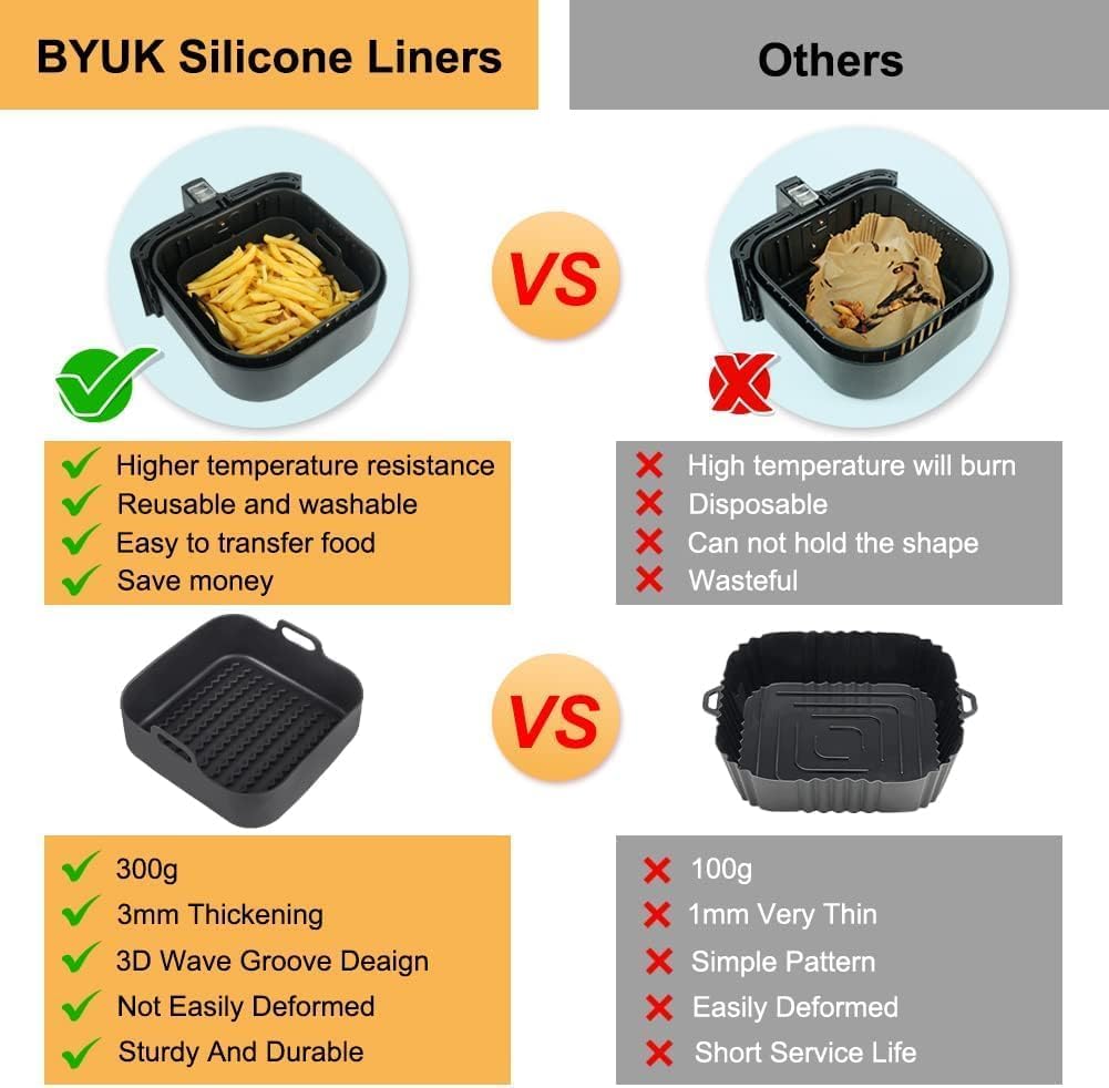 8-Inch Reusable Silicone Air Fryer Pot – Non-Stick Square Air Fryer Liner - Image 6