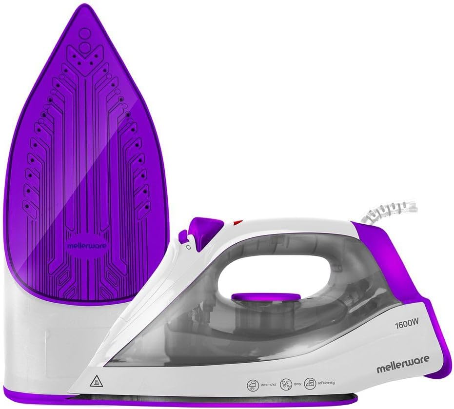 Mellerware Vapour II Steam/Dry/Spray Iron 1600W with Non-Stick Soleplate – Purple - Image 2