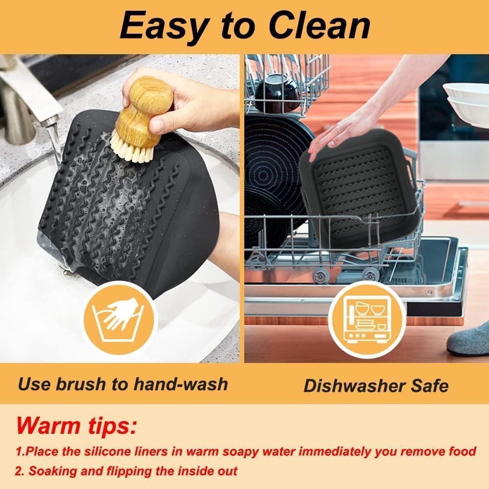 8-Inch Reusable Silicone Air Fryer Pot – Non-Stick Square Air Fryer Liner - Image 5