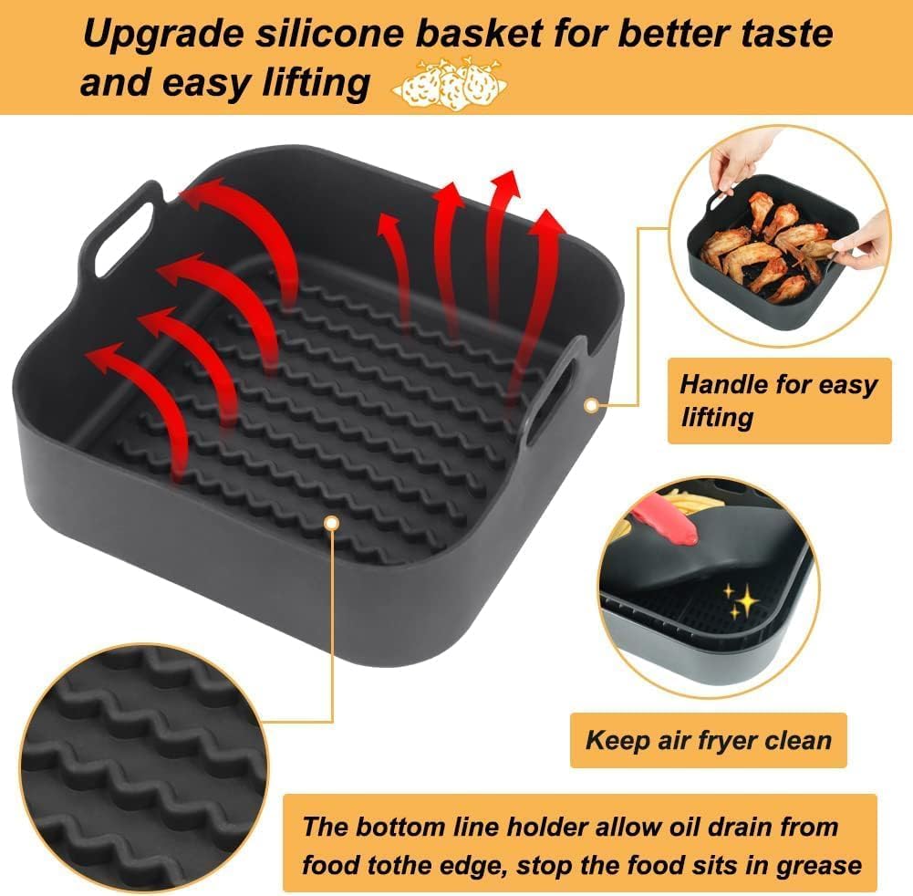 8-Inch Reusable Silicone Air Fryer Pot – Non-Stick Square Air Fryer Liner - Image 8