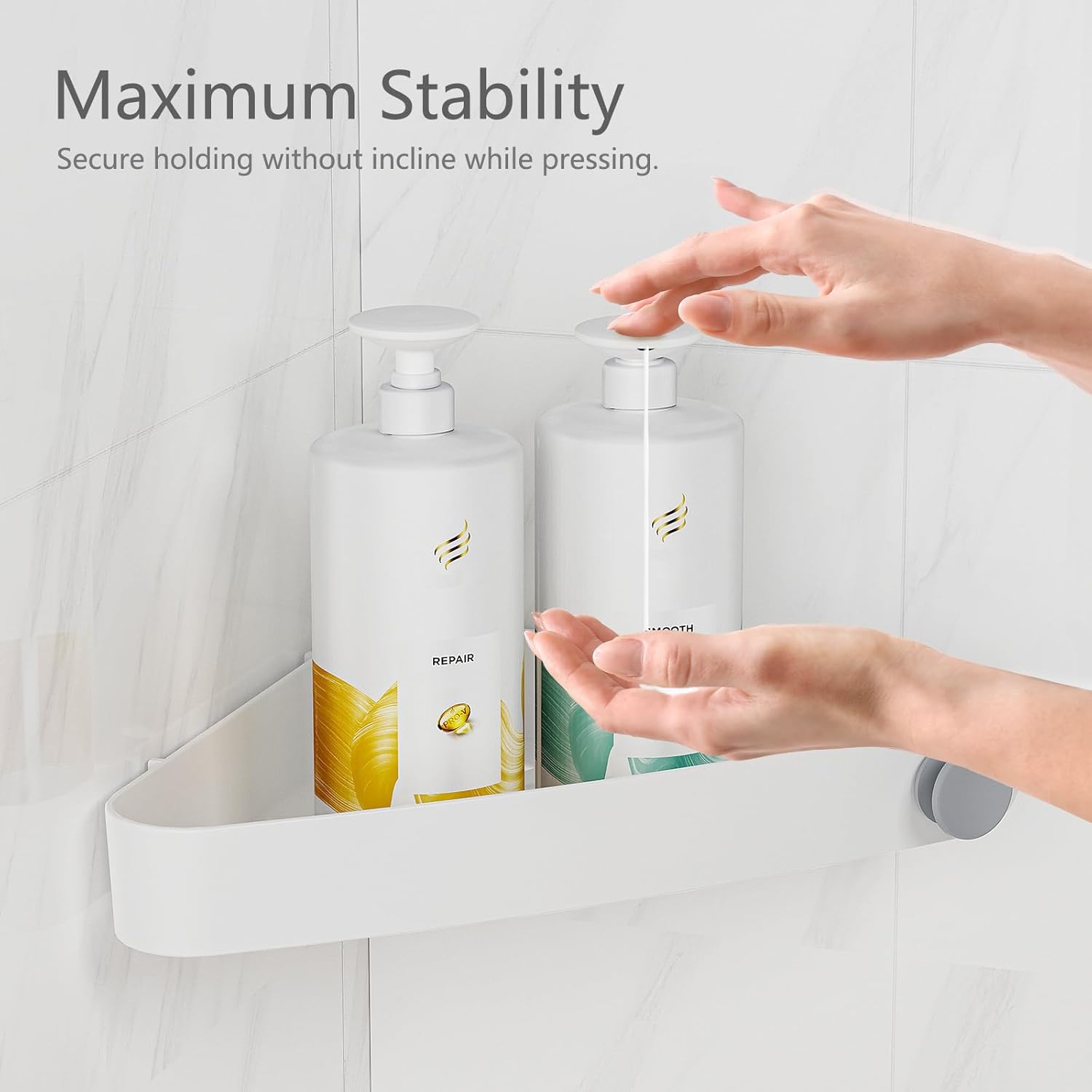 4-Pack Corner Shower Caddy with Adhesive Pads – No Drill Bathroom Storage Organizer (White) - Image 6