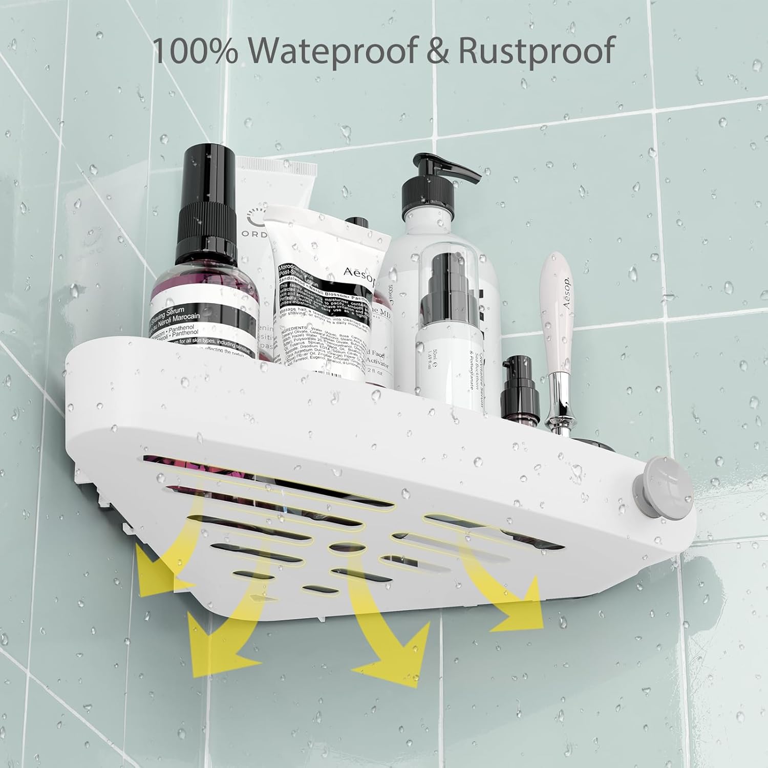 4-Pack Corner Shower Caddy with Adhesive Pads – No Drill Bathroom Storage Organizer (White) - Image 5