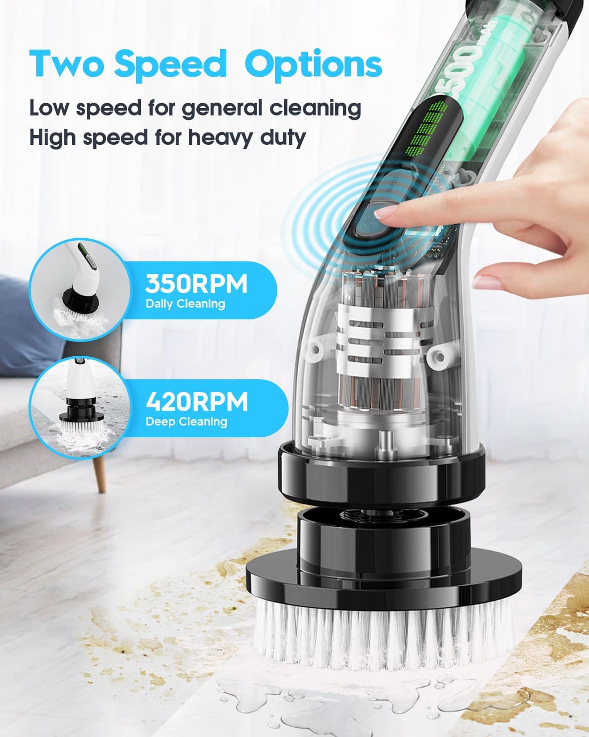 Highyes Electric Spin Scrubber – Cordless Power Cleaning Brush for Bathroom & Tile - Image 6
