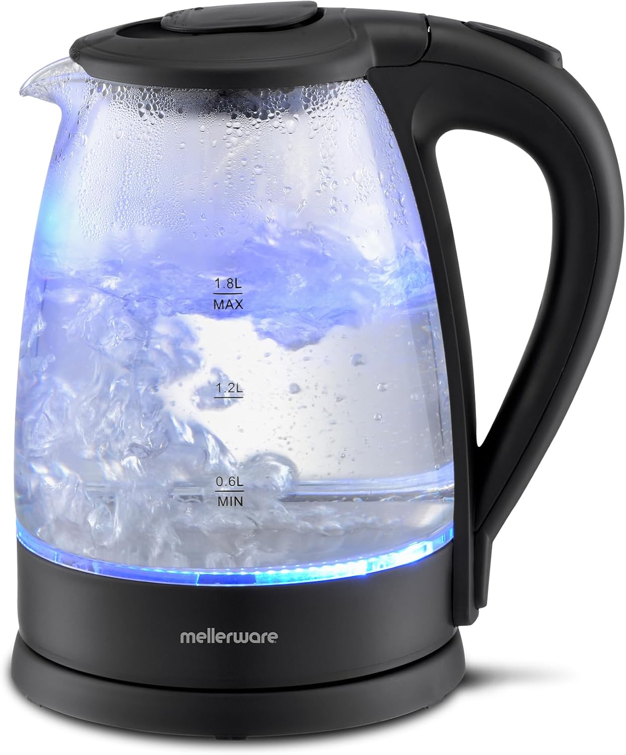 Mellerware Storm Cordless Glass Electric Kettle 1.8L 2200W – Black