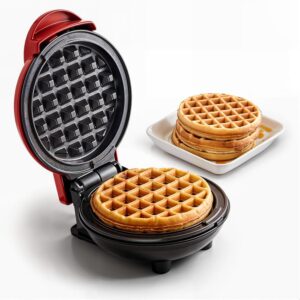 Chef's Choice Mini Waffle Maker – Compact Non-Stick Electric Waffle Iron, Red