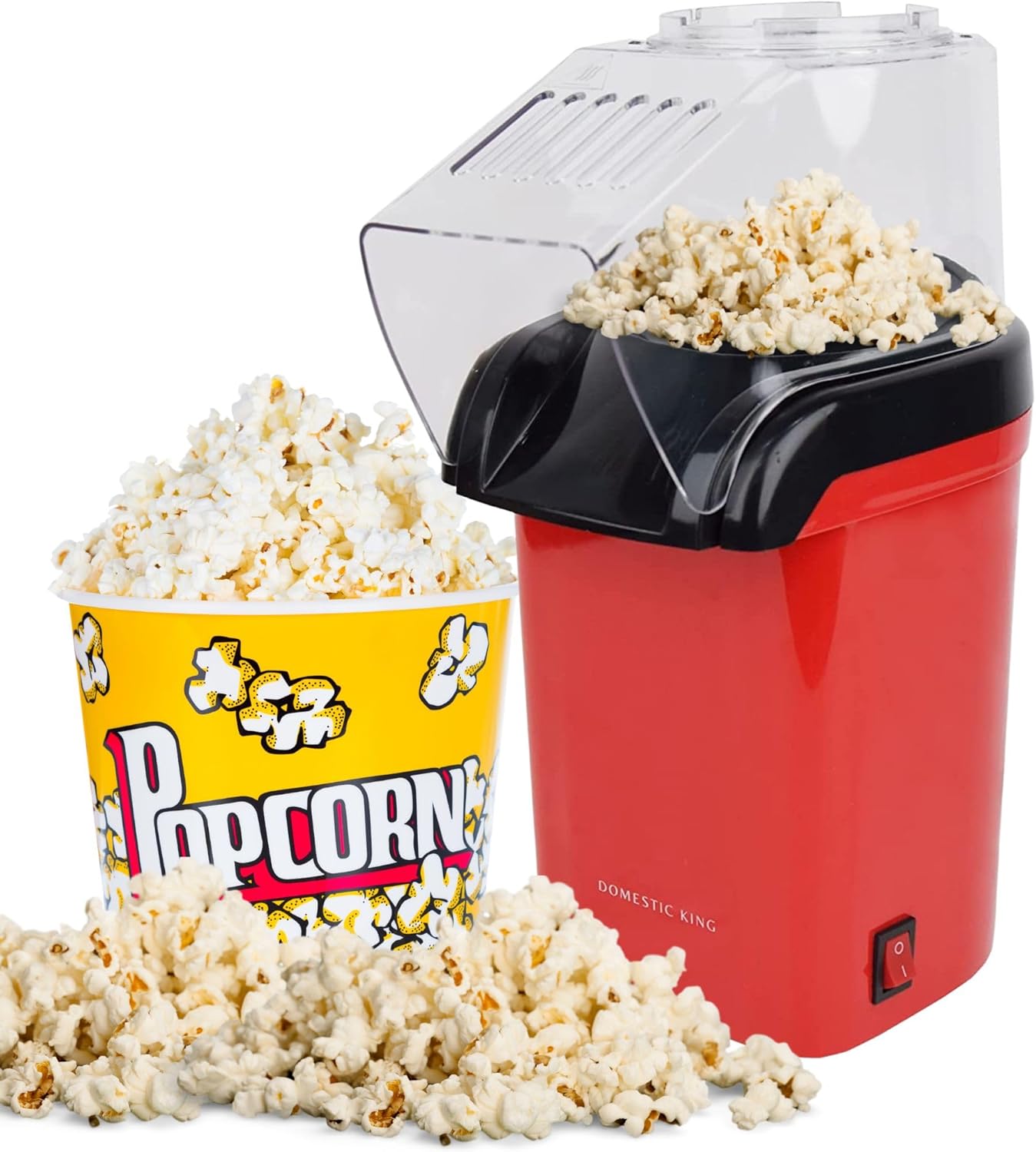 Electric Hot Air Popcorn Maker 1200W – Oil-Free Popcorn Machine with Measuring Cup