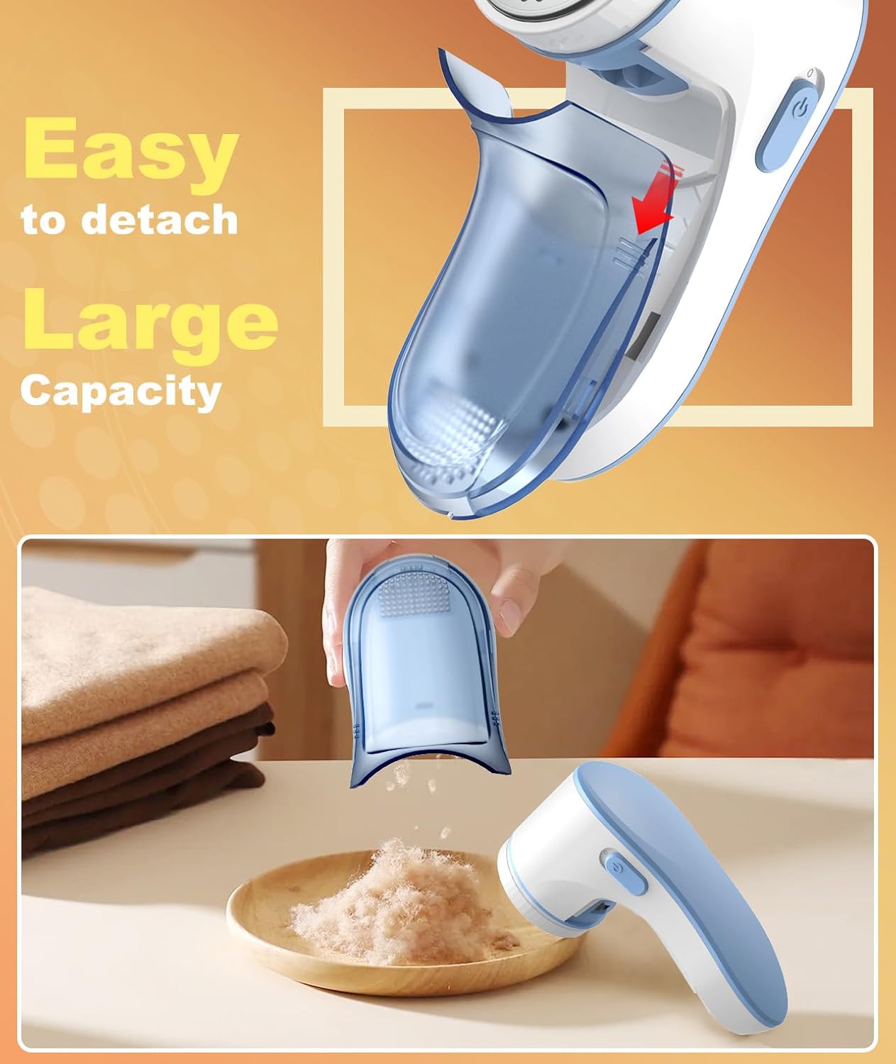 Fabric Shaver & Lint Remover for Clothes with Stainless Steel 3-Leaf Blades – Blue & White - Image 4