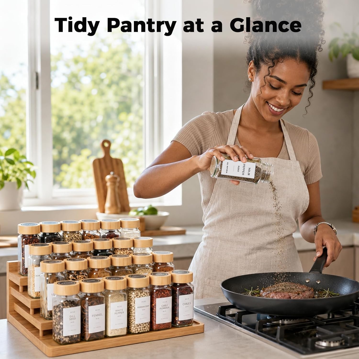 24-Pack 120ml Glass Spice Jars with Bamboo Lids, Labels & Funnel - Image 7