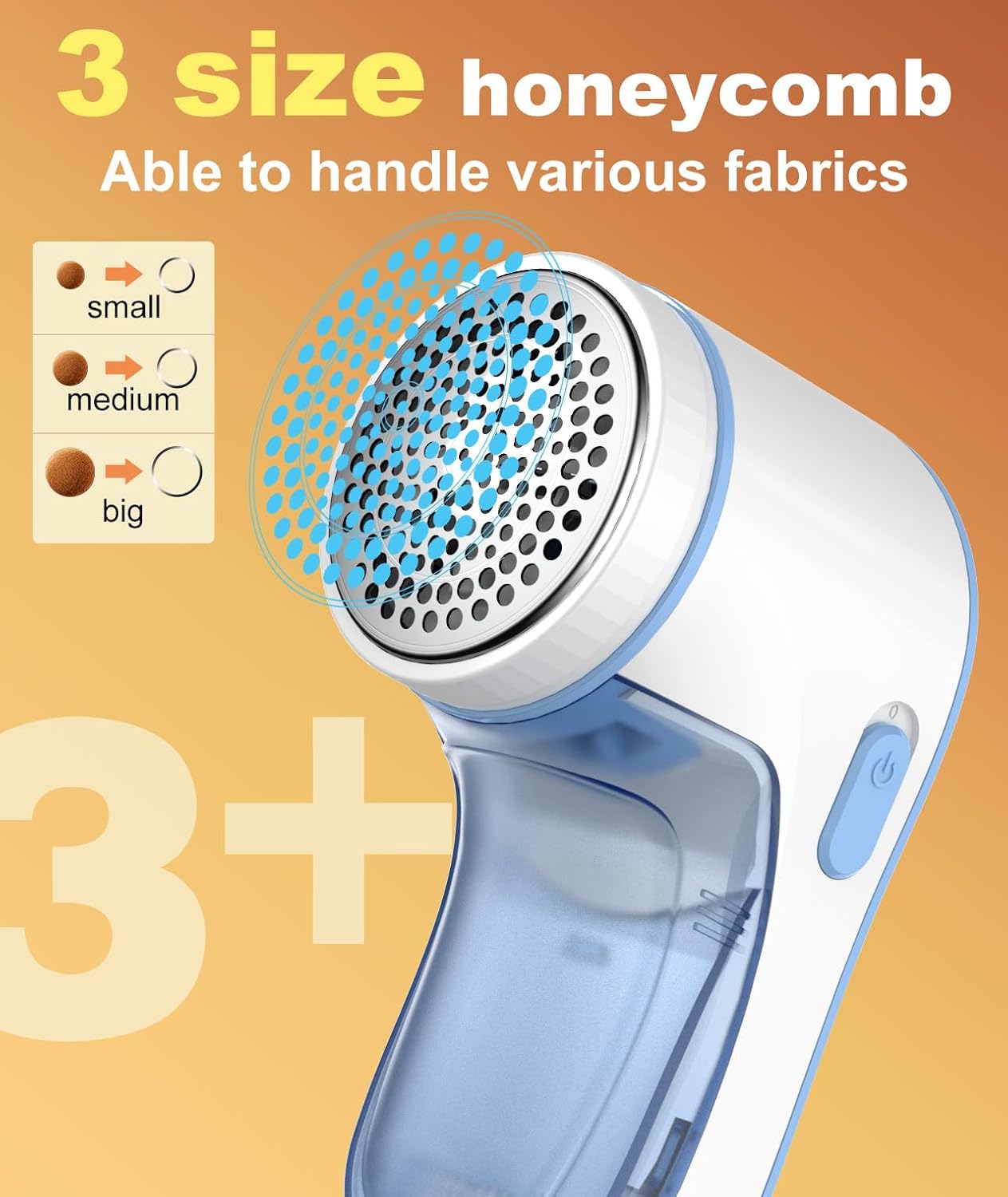 Fabric Shaver & Lint Remover for Clothes with Stainless Steel 3-Leaf Blades – Blue & White - Image 6