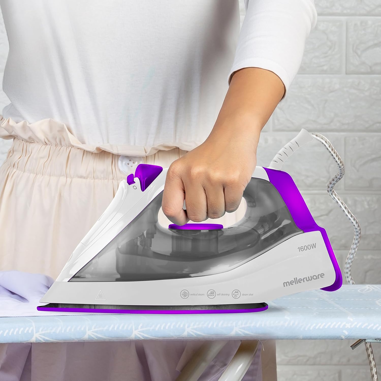 Mellerware Vapour II Steam/Dry/Spray Iron 1600W with Non-Stick Soleplate – Purple - Image 6