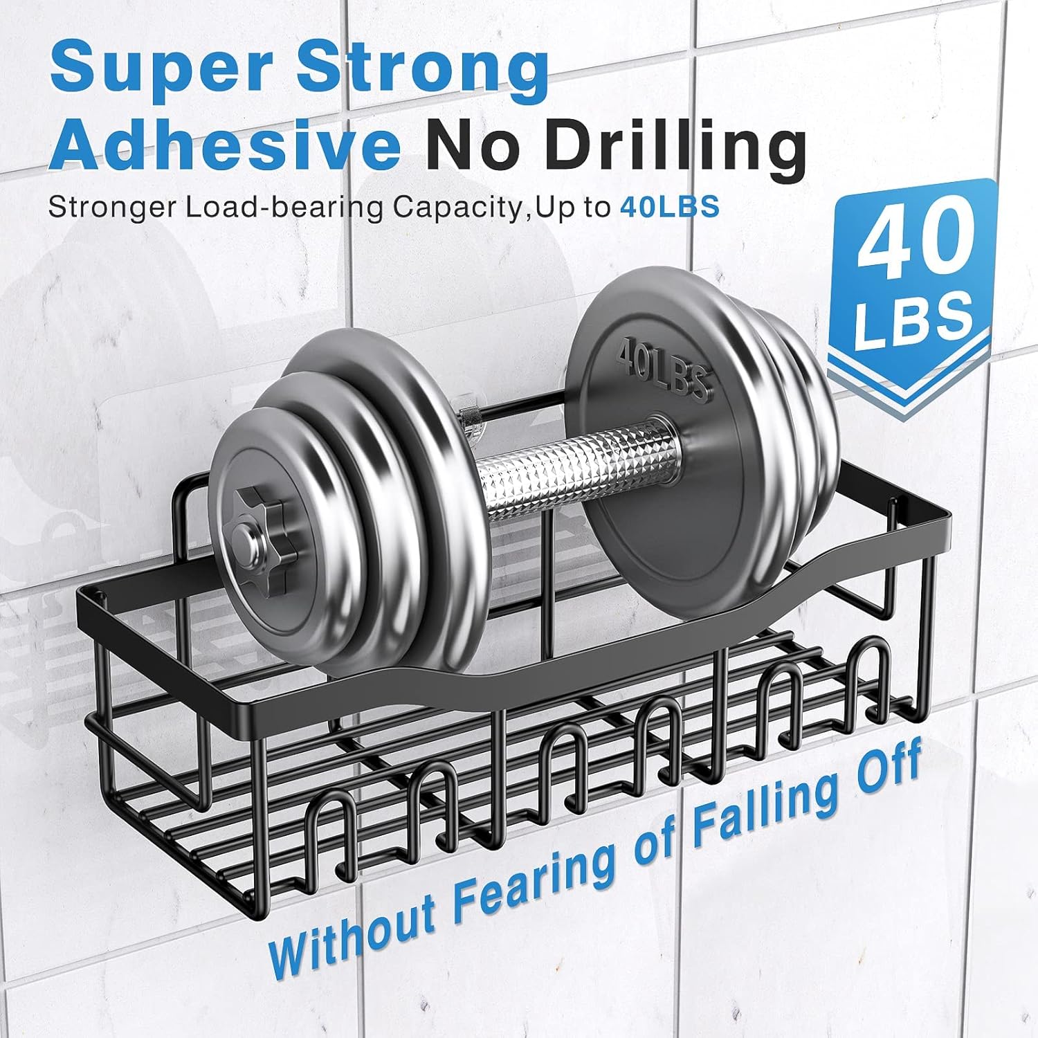 Rustproof Stainless Steel 5-Pack Shower Caddy Bathroom Storage Organizer Set – Black - Image 4