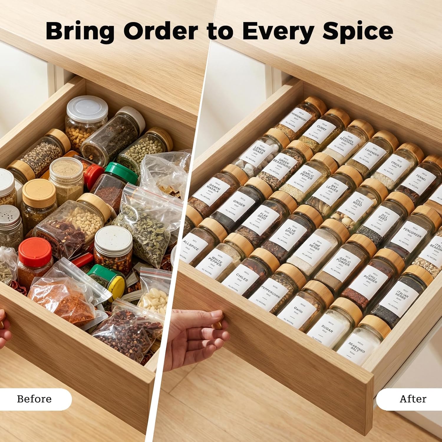 24-Pack 120ml Glass Spice Jars with Bamboo Lids, Labels & Funnel - Image 3
