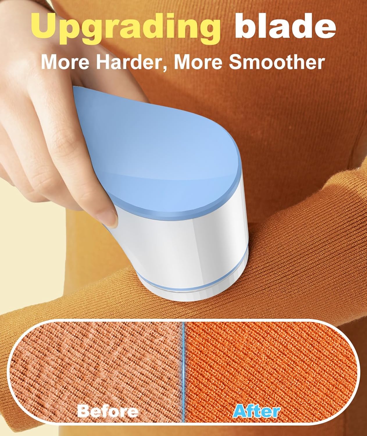 Fabric Shaver & Lint Remover for Clothes with Stainless Steel 3-Leaf Blades – Blue & White - Image 7